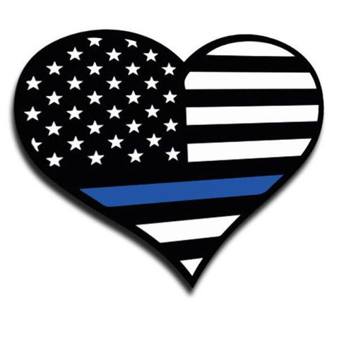 Sticker: Thin Blue Line American Flag Heart
